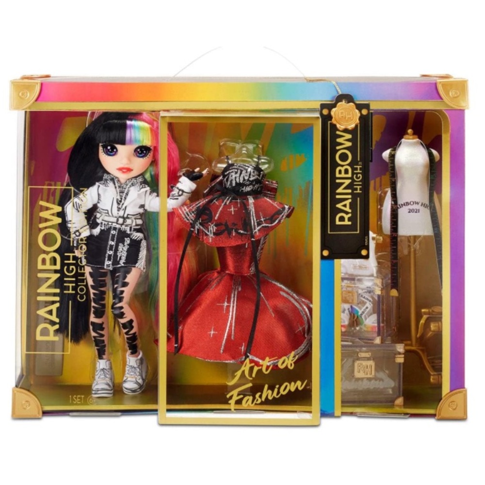 Rainbow High 2021 Jett Dawson Collector Fashion Doll with Black and Rainbow Hair